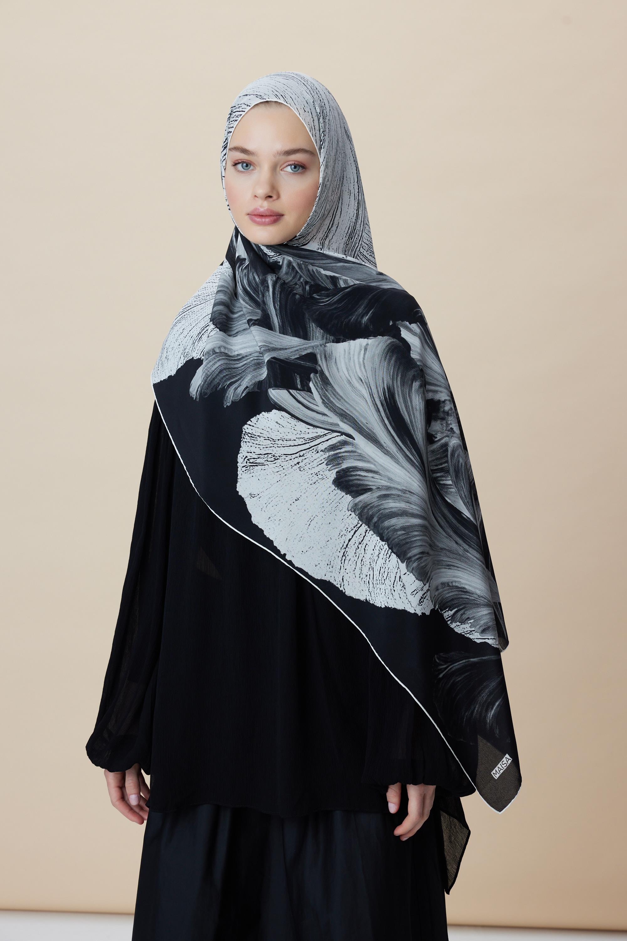 YAKAMOZ KREP İPEK ŞAL 70*190 CM - SİYAH