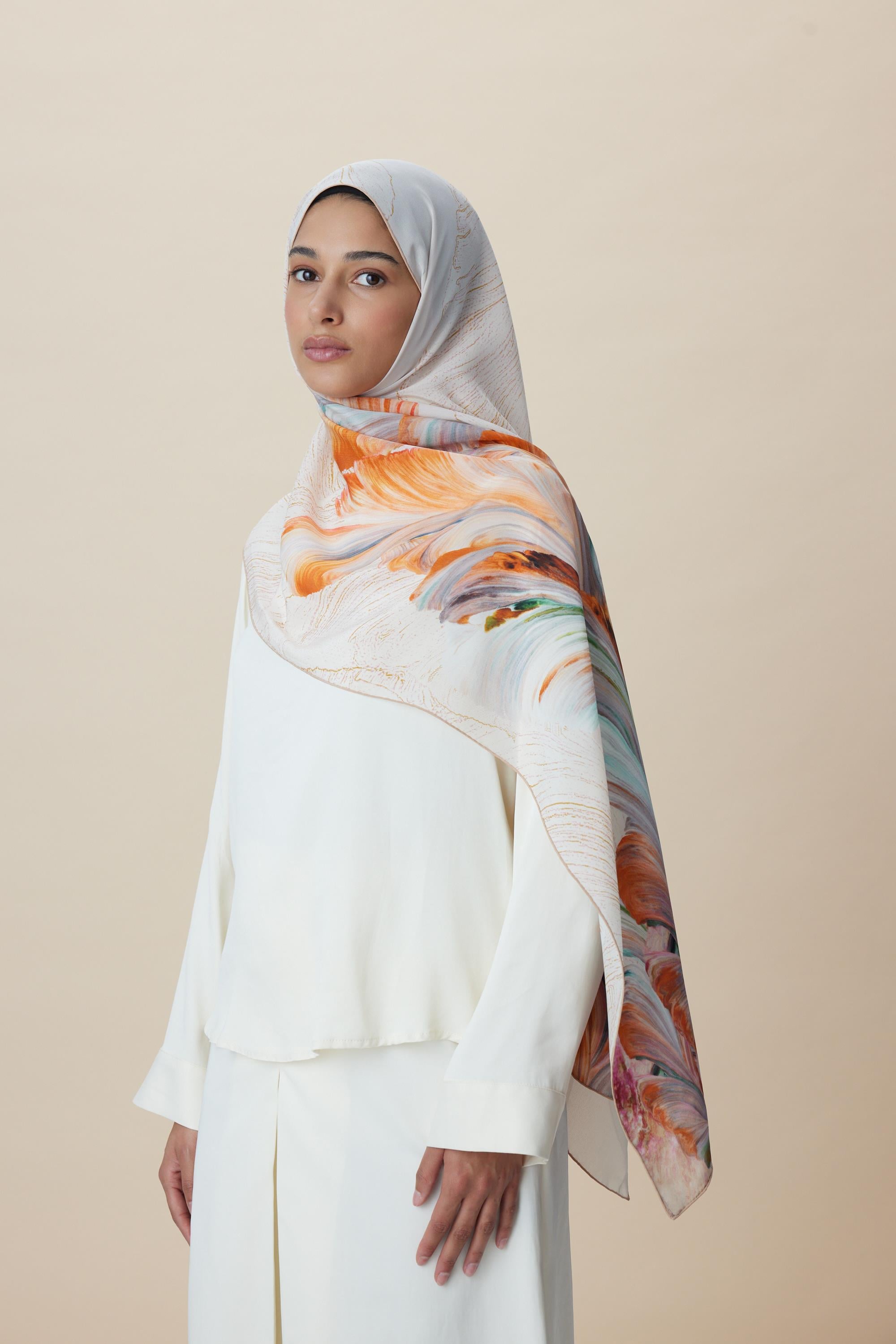 YAKAMOZ KREP İPEK ŞAL 70*190 CM - TAŞ