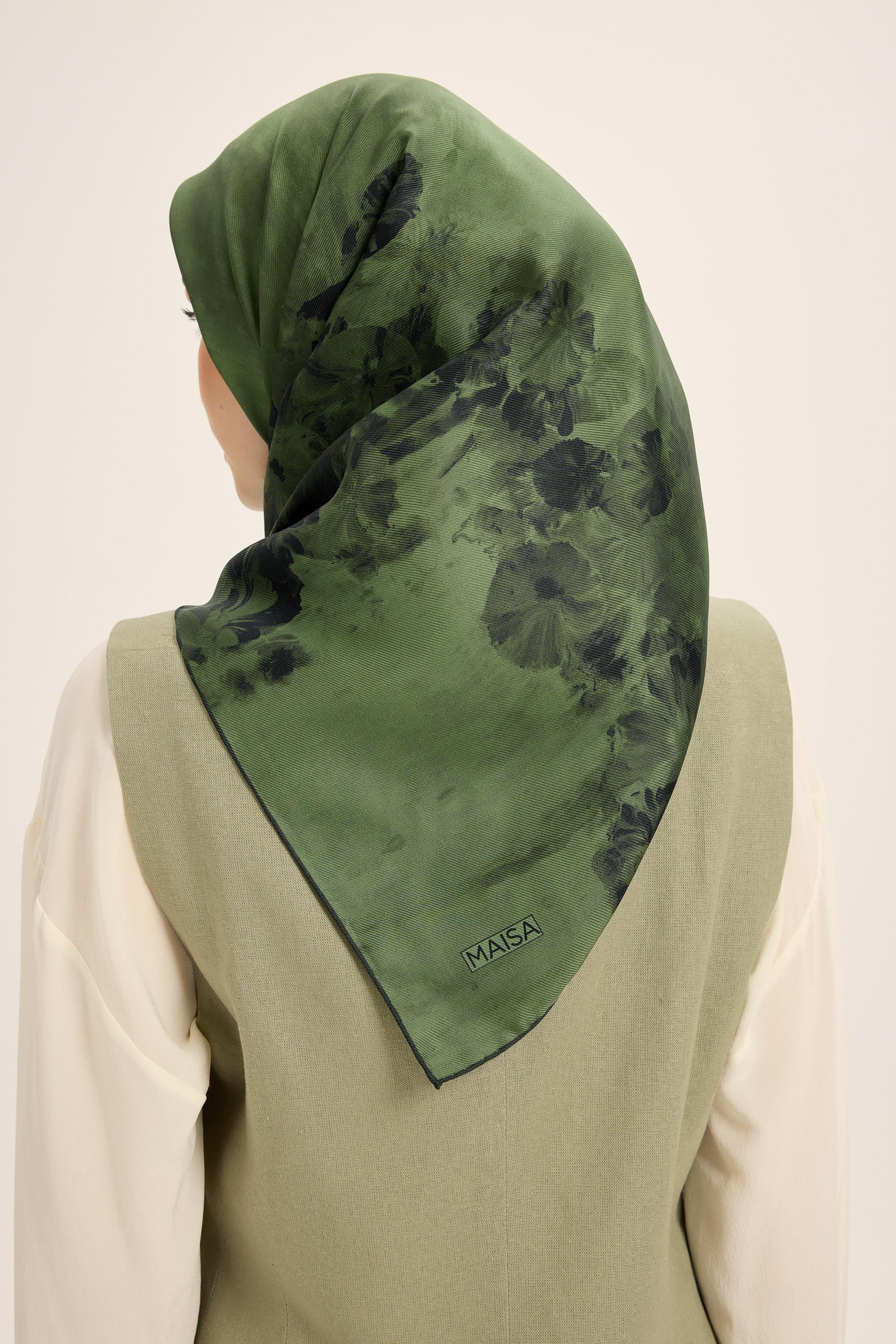 YONCA MULBERRY İPEK EŞARP 90*90 CM - KOYU YEŞİL