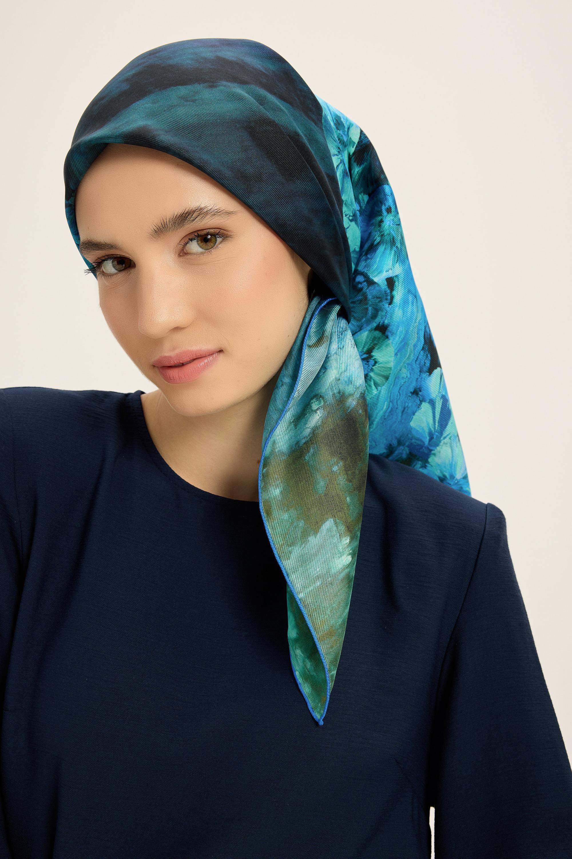 YONCA MULBERRY İPEK EŞARP 90*90 CM - LACİVERT
