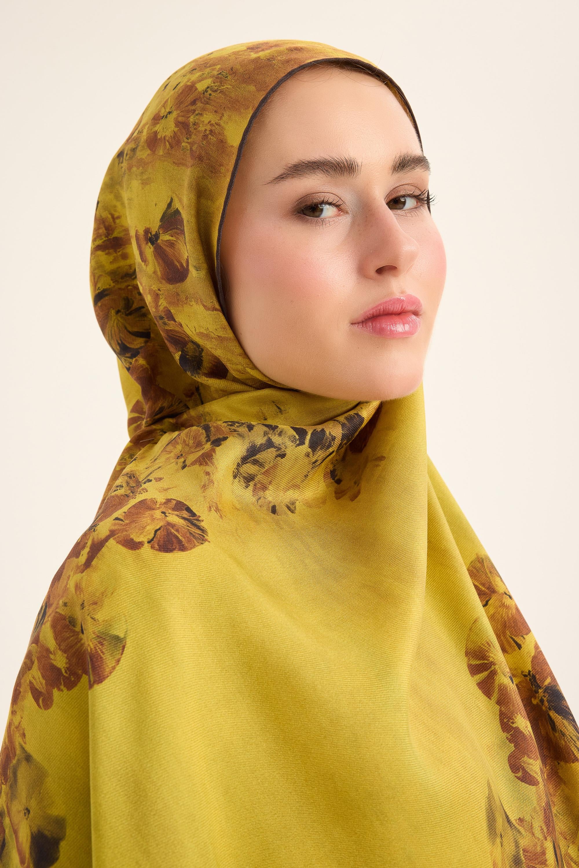 YONCA PAMUK İPEK ŞAL 70*190 CM - HARDAL