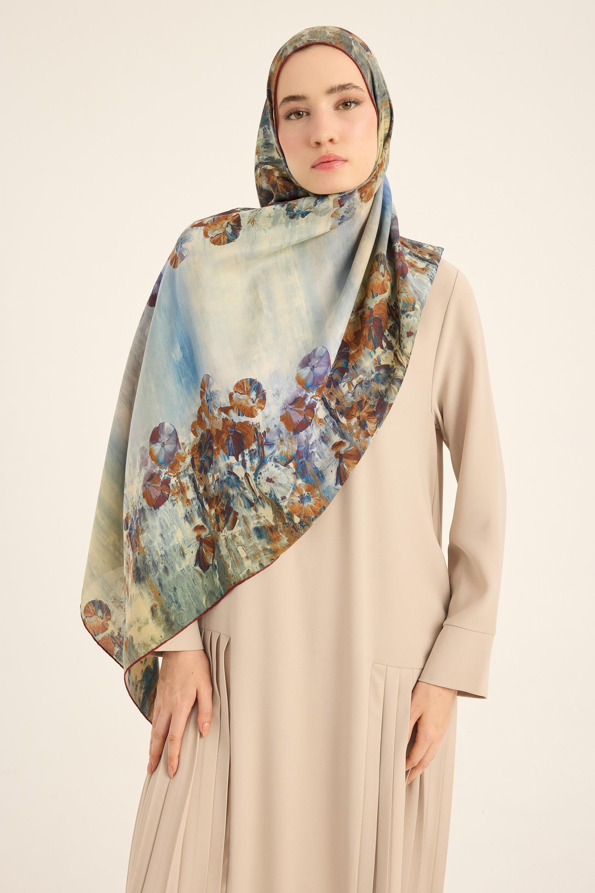 YONCA PAMUK İPEK ŞAL 70*190 CM - KAHVERENGİ