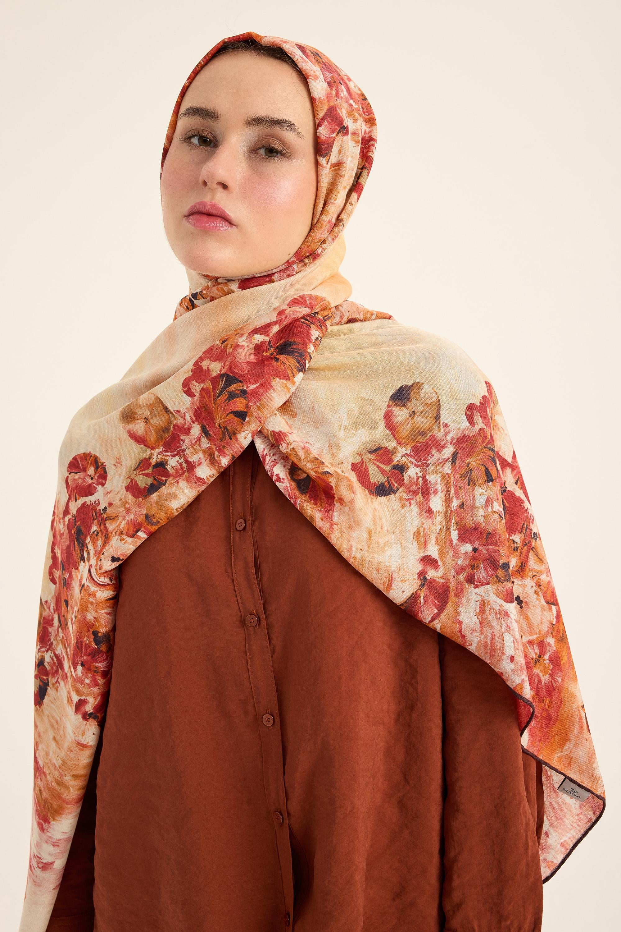 YONCA PAMUK İPEK ŞAL 70*190 CM - TURUNCU