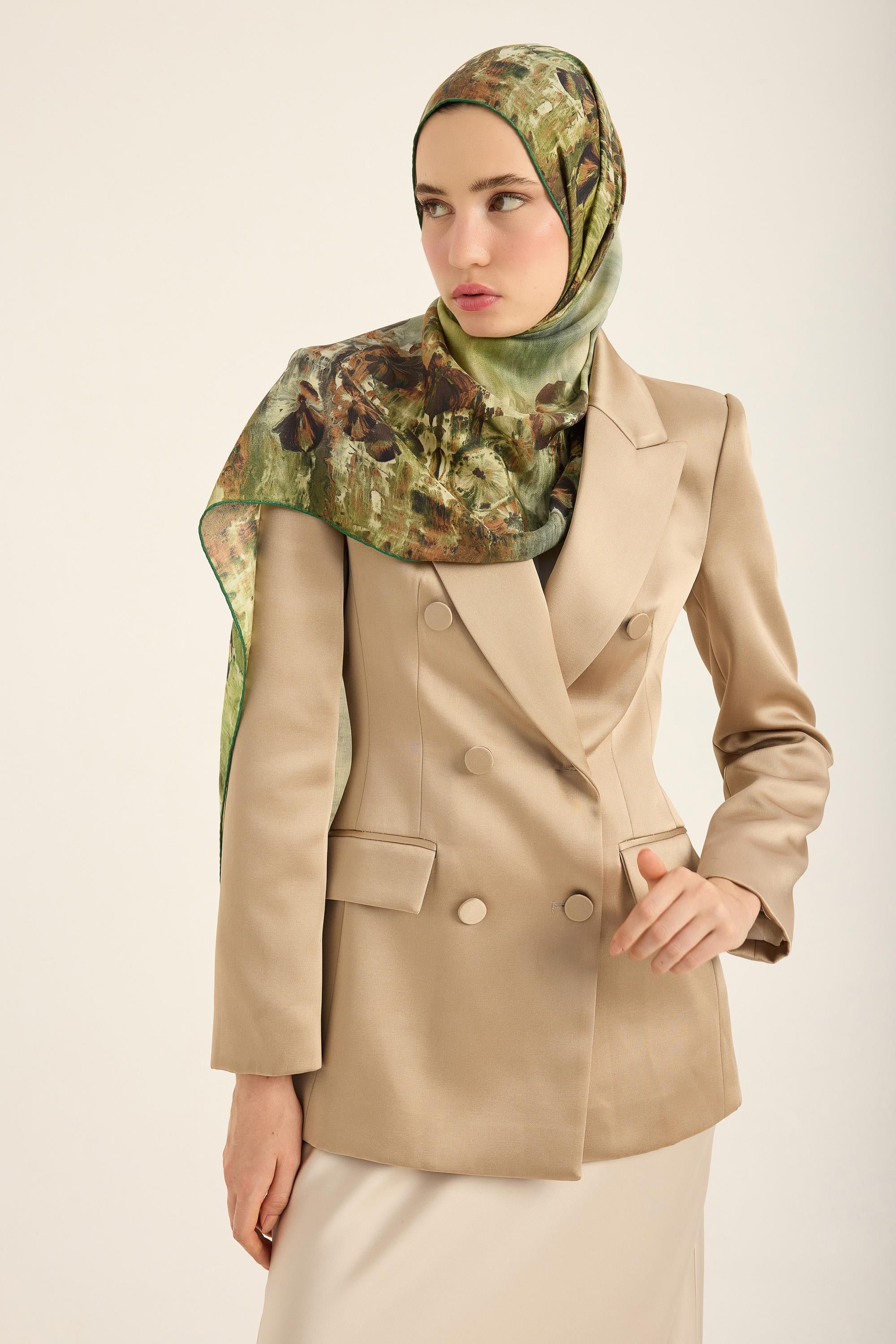 YONCA PAMUK İPEK ŞAL 70*190 CM - YEŞİL