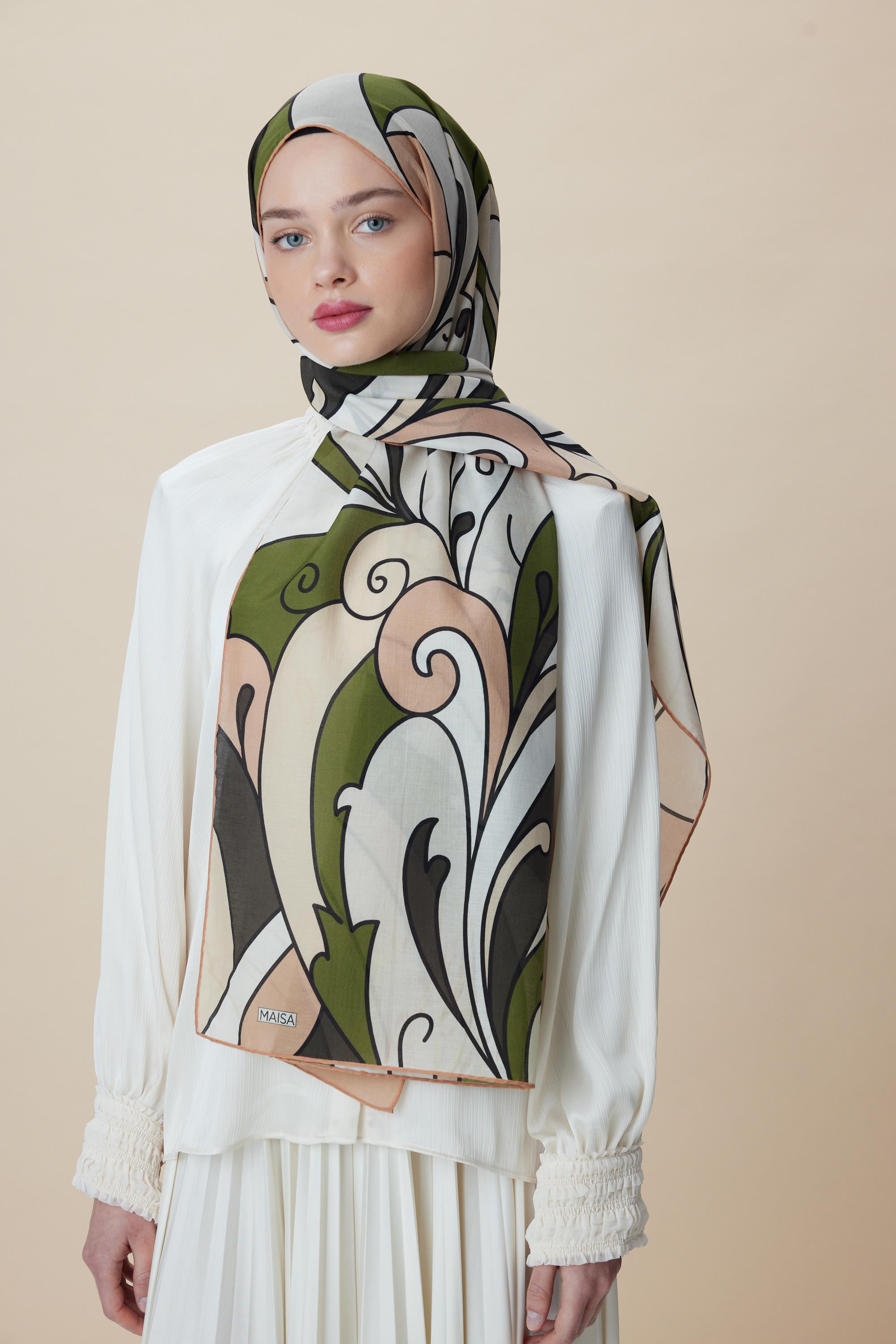 YOSUN PAMUK İPEK ŞAL 70*190 CM - HAKİ