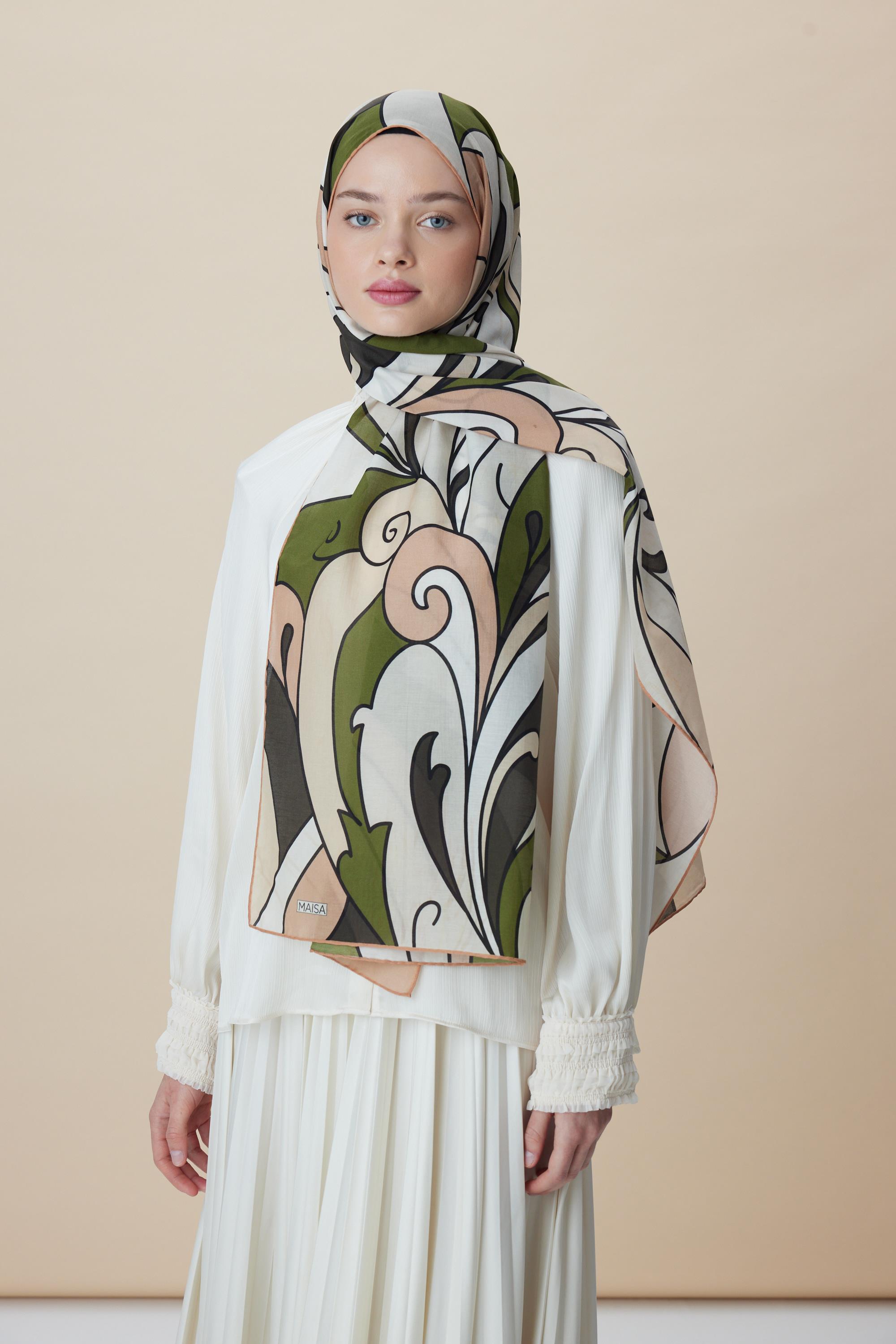 YOSUN PAMUK İPEK ŞAL 70*190 CM - HAKİ