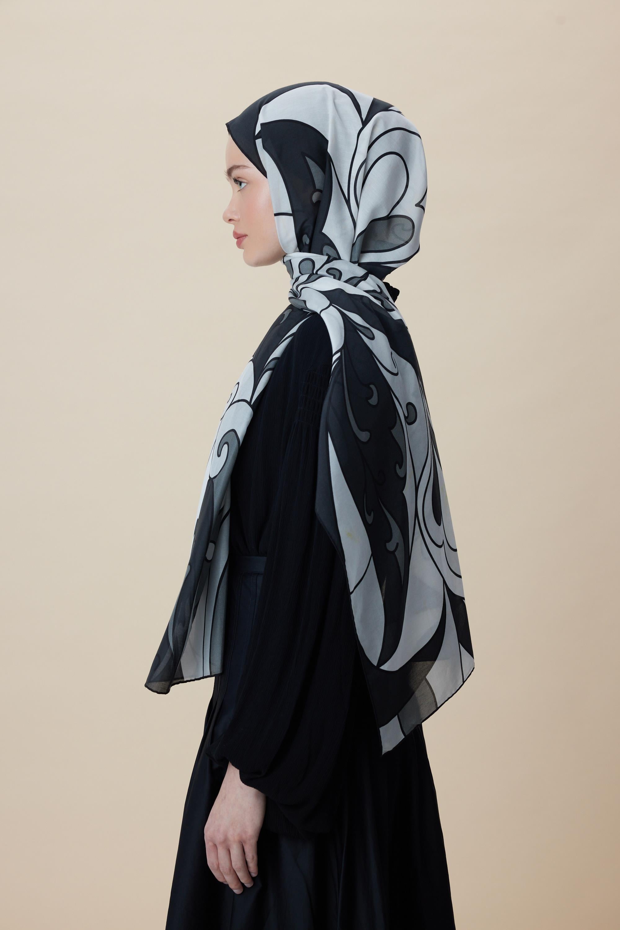 YOSUN PAMUK İPEK ŞAL 70*190 CM - SİYAH