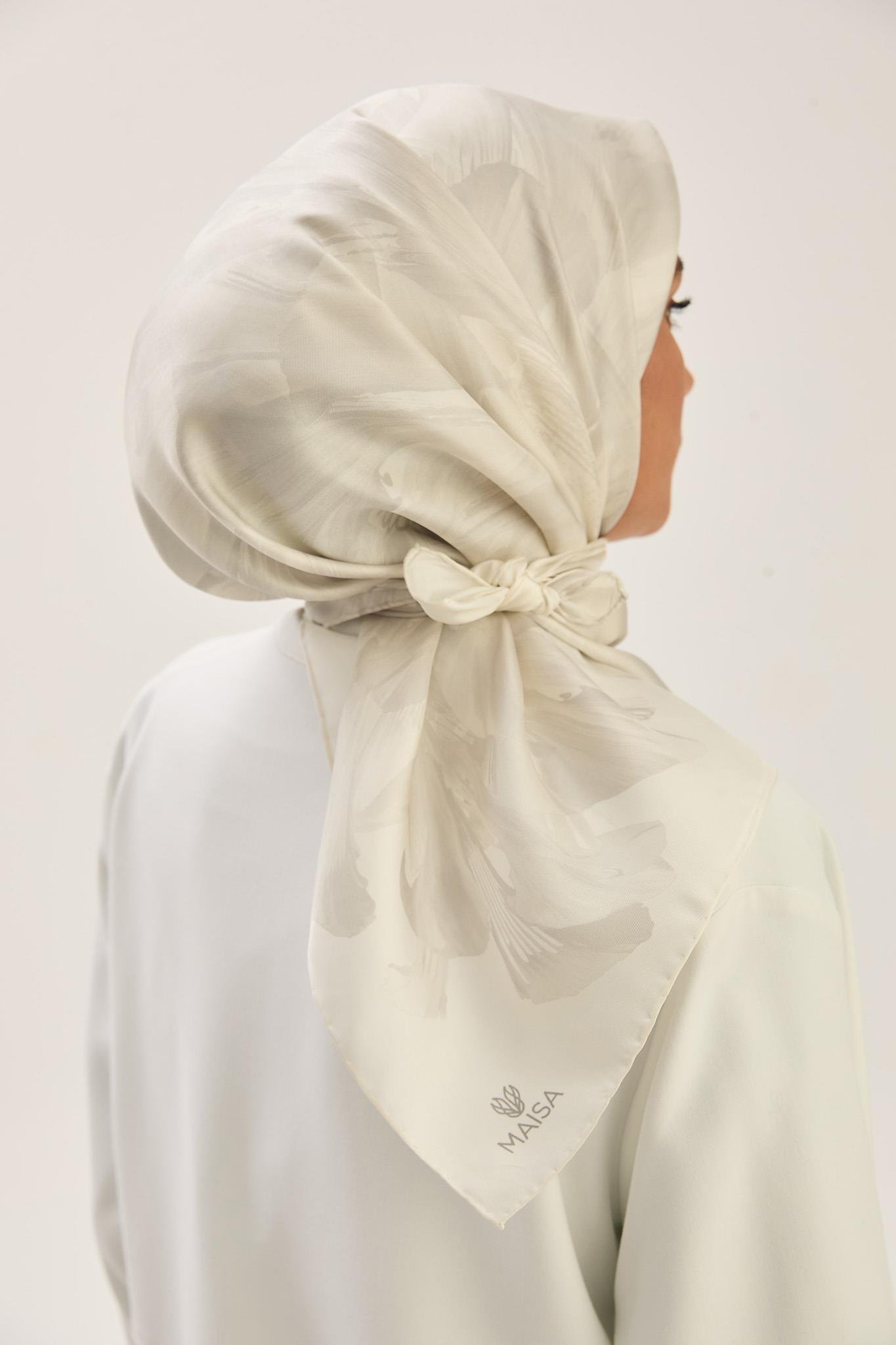 ZER TİVİL İPEK EŞARP 90*90 CM - EKRU