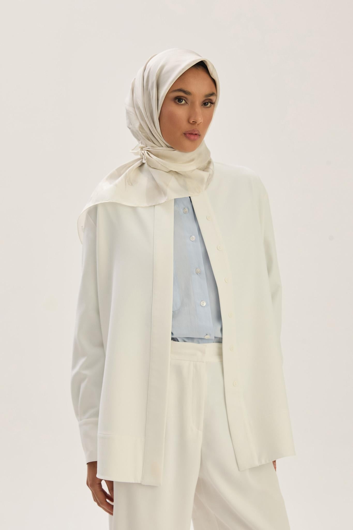 ZER TİVİL İPEK EŞARP 90*90 CM - EKRU