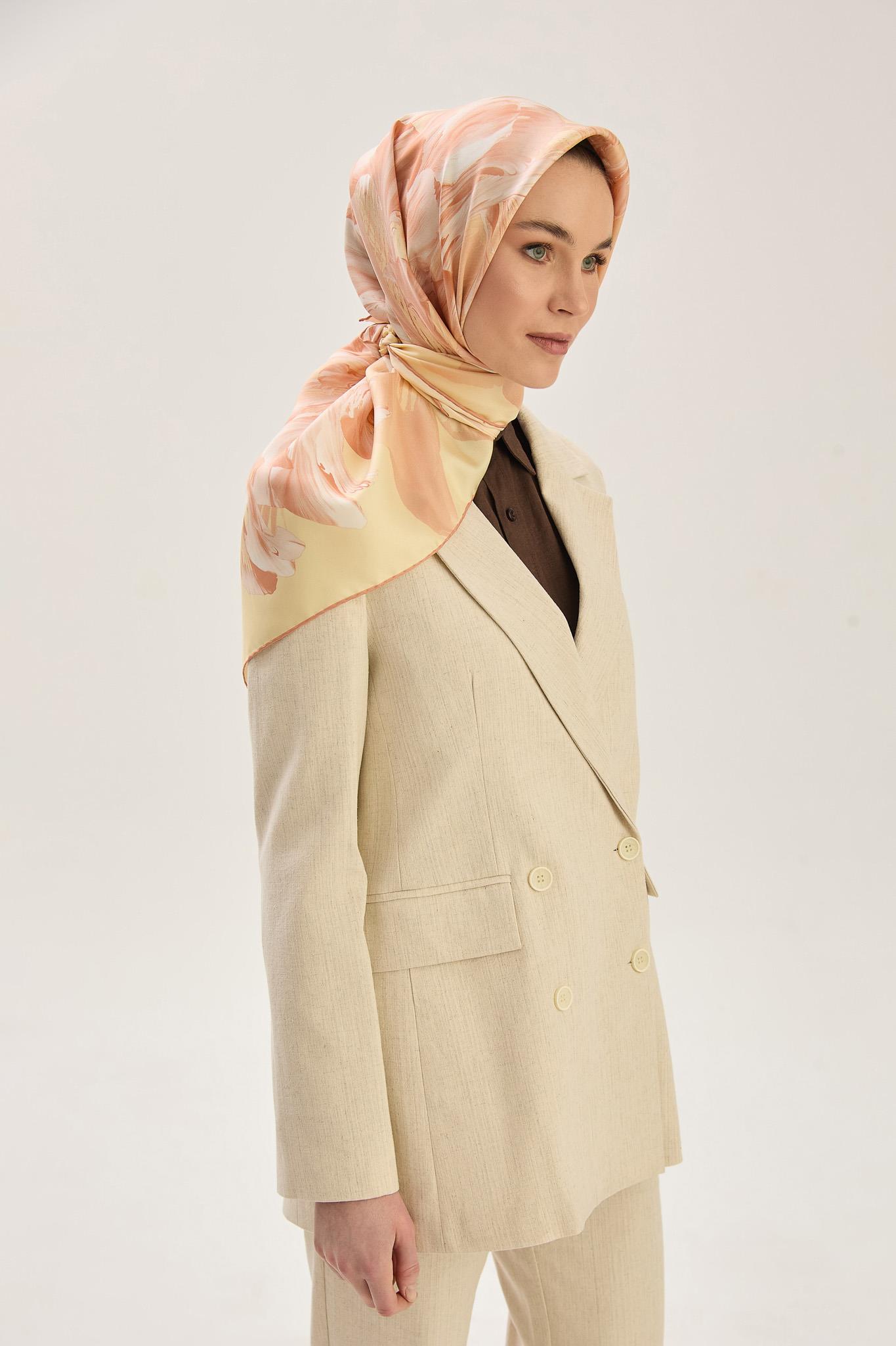 ZER TİVİL İPEK EŞARP 90*90 CM - SARI