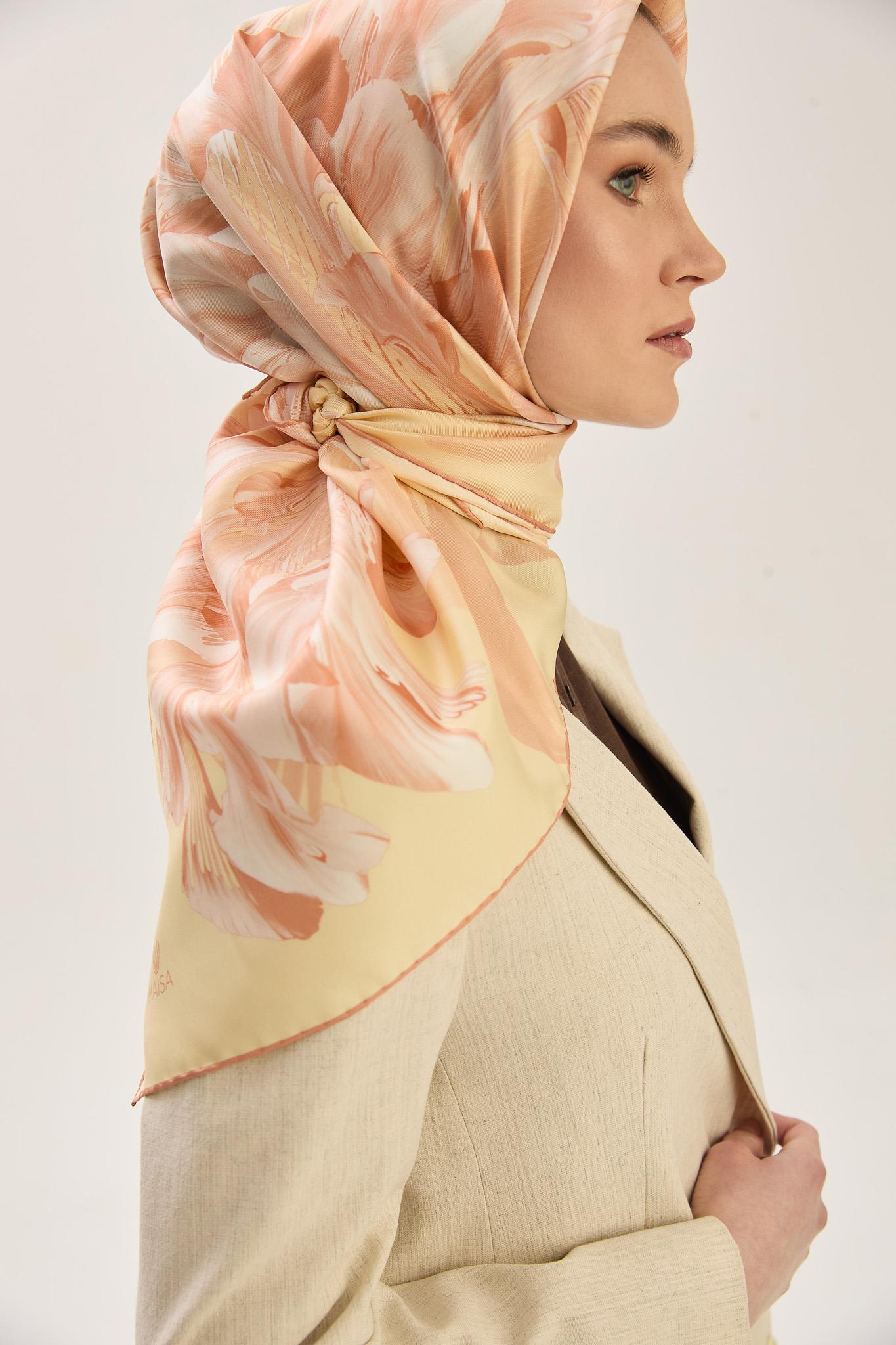 ZER TİVİL İPEK EŞARP 90*90 CM - SARI