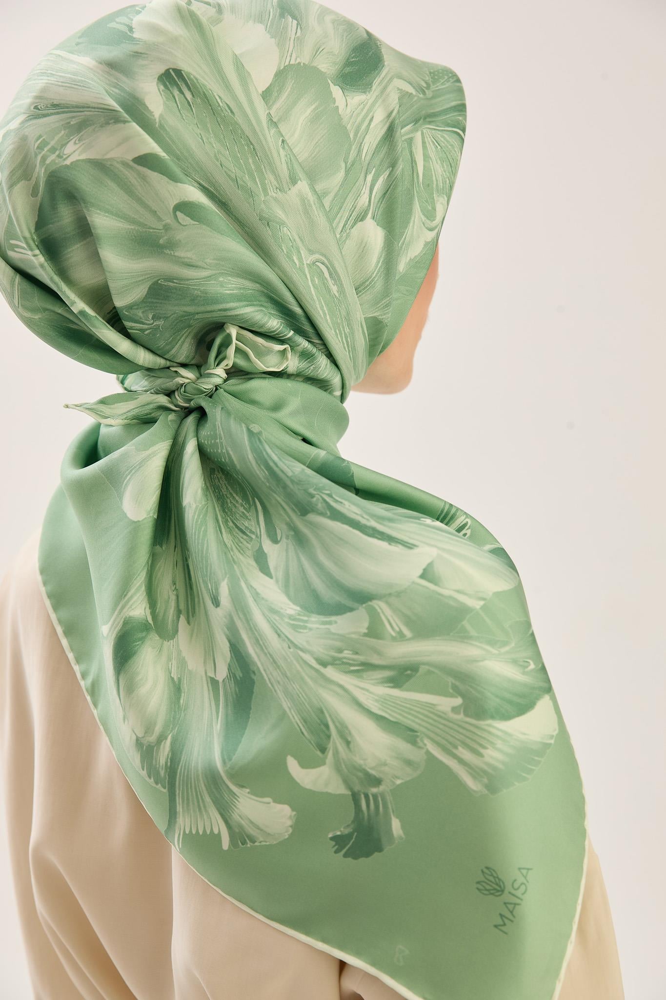 ZER TİVİL İPEK EŞARP 90*90 CM - YEŞİL