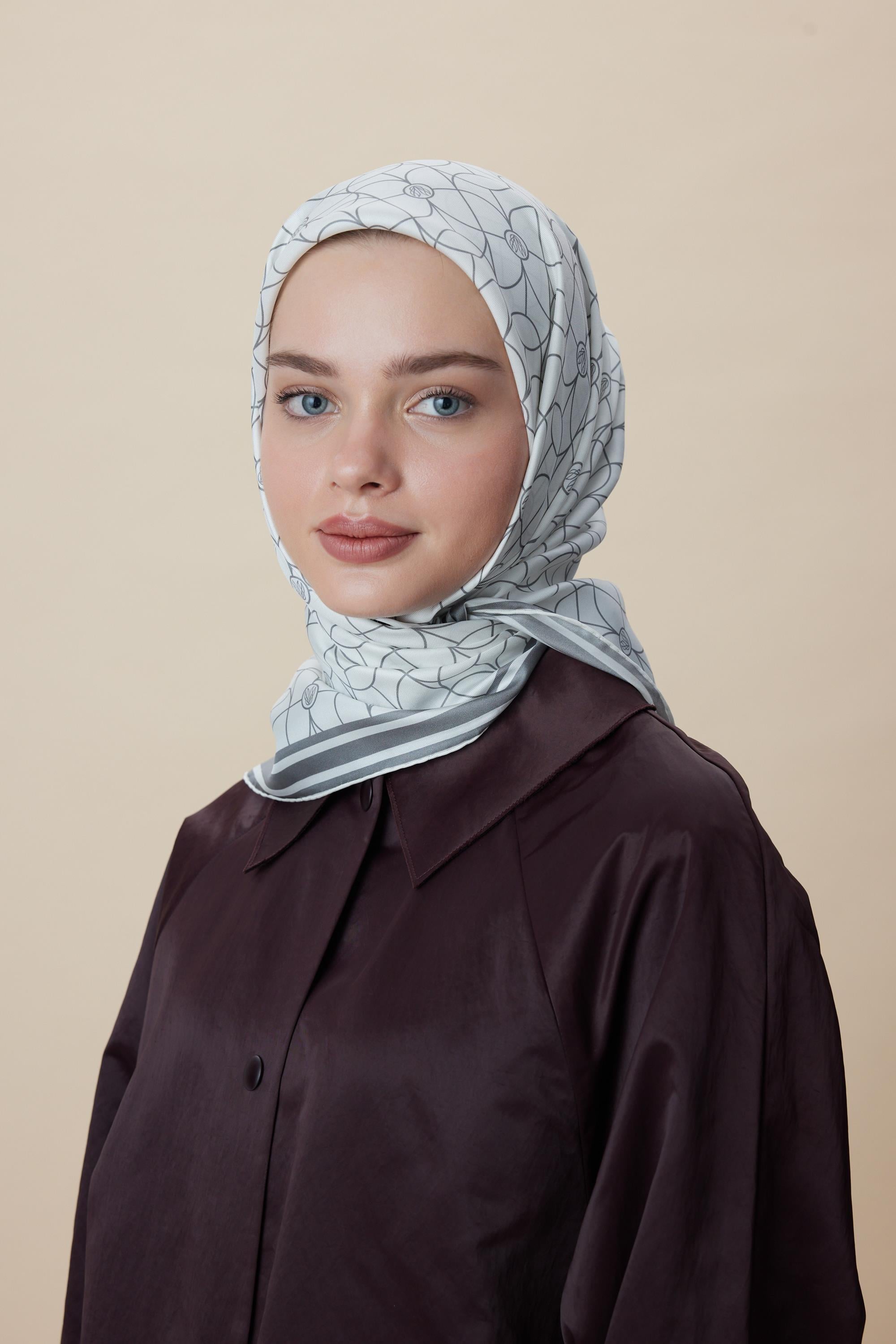 ZERRE TİVİL İPEK EŞARP 90*90 CM - K. GRİ