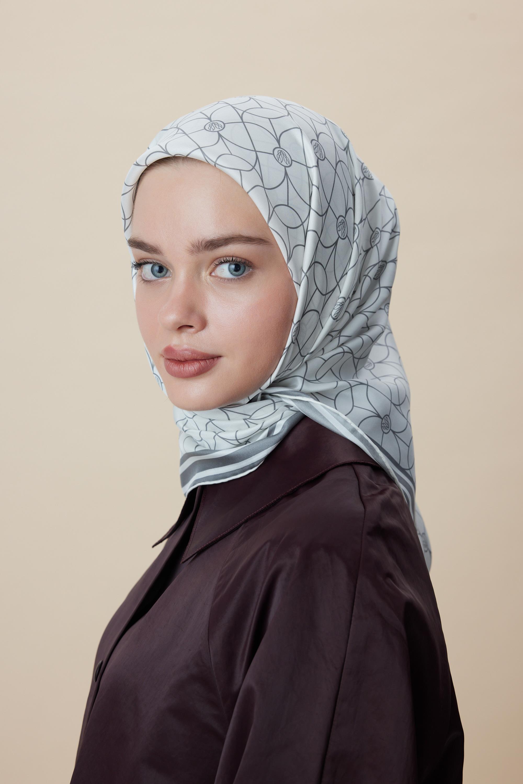 ZERRE TİVİL İPEK EŞARP 90*90 CM - K. GRİ