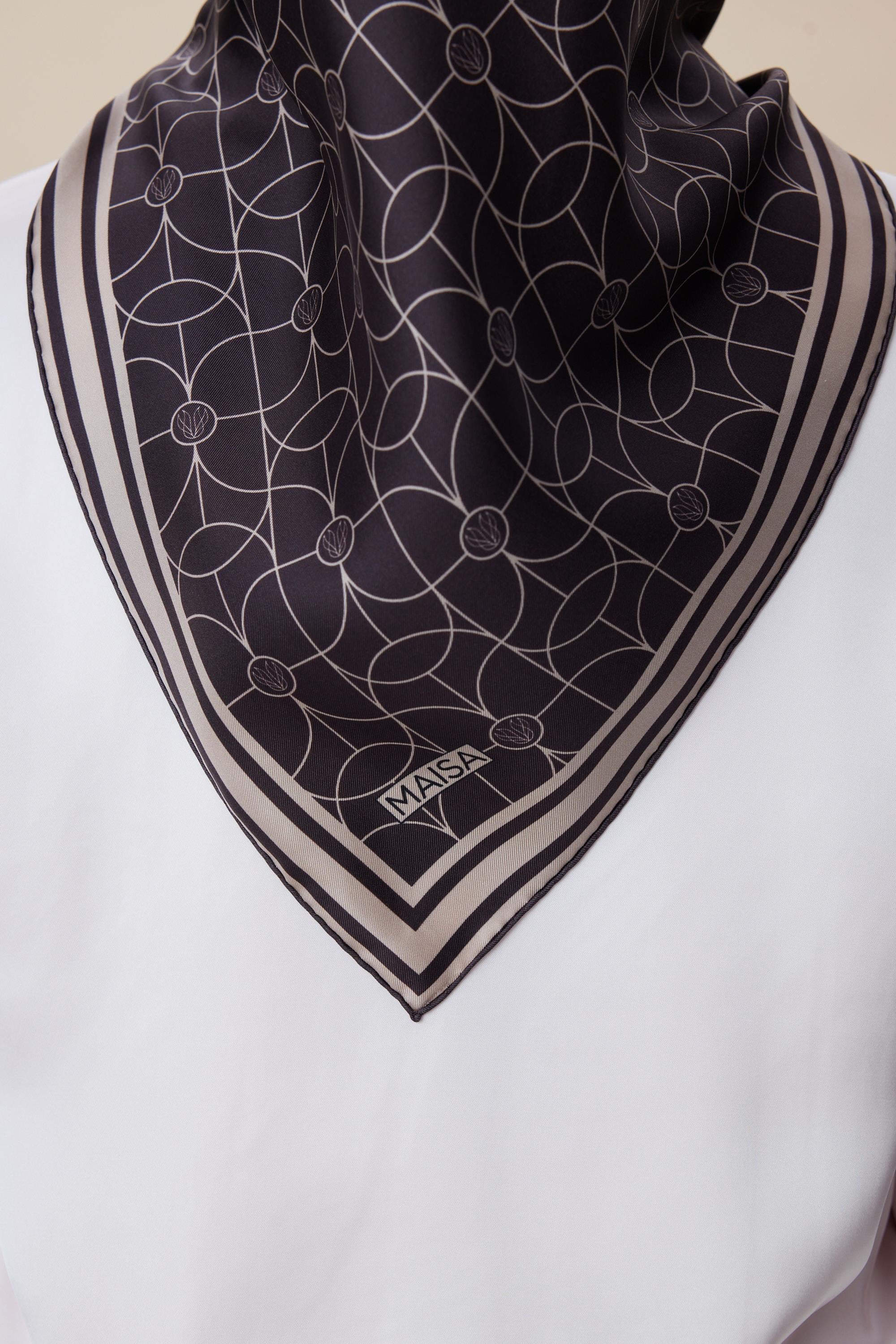 ZERRE TİVİL İPEK EŞARP 90*90 CM - KAHVERENGİ