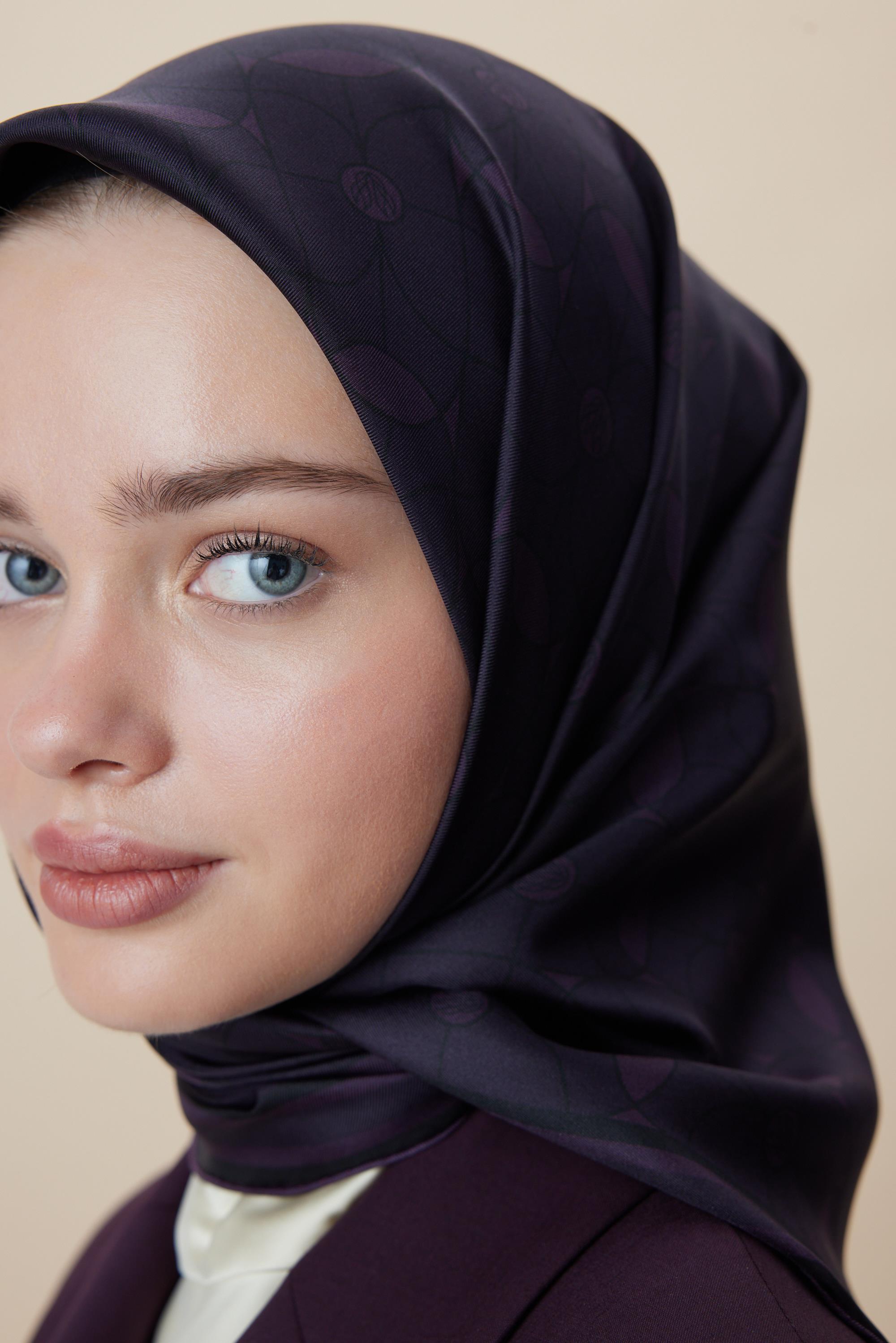 ZERRE TİVİL İPEK EŞARP 90*90 CM - MÜRDÜM