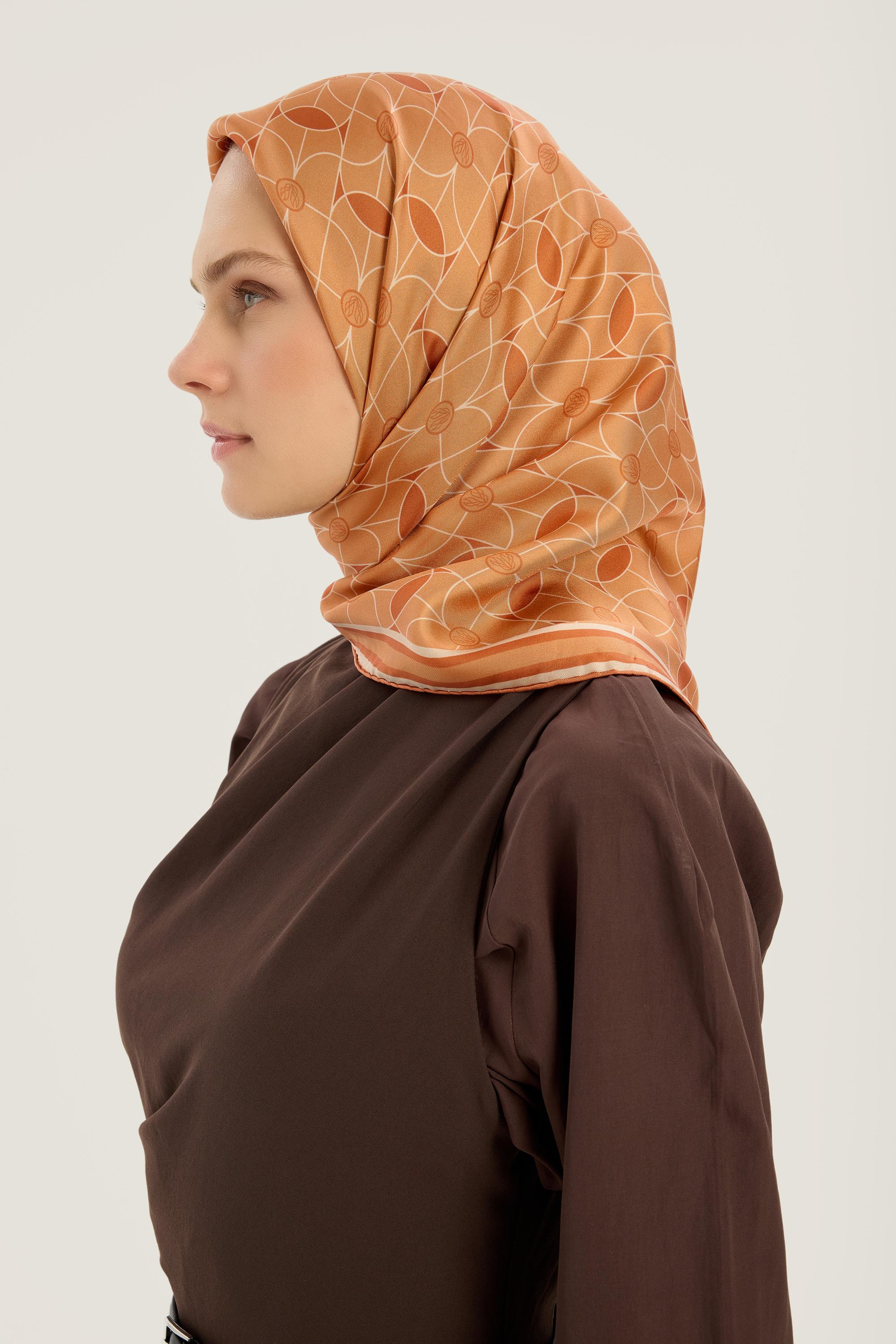ZERRE TİVİL İPEK EŞARP 90*90 CM - TURUNCU