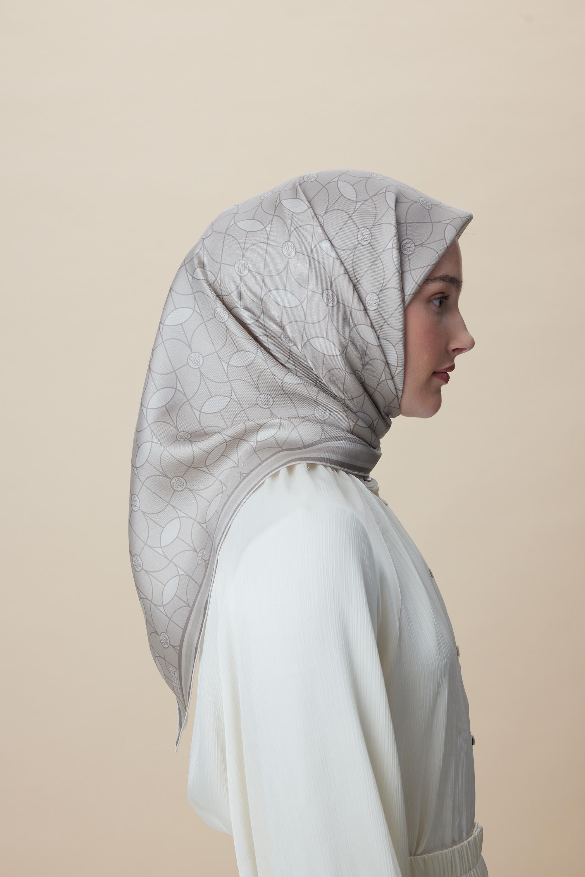 ZERRE TİVİL İPEK EŞARP 90*90 CM - VİZON