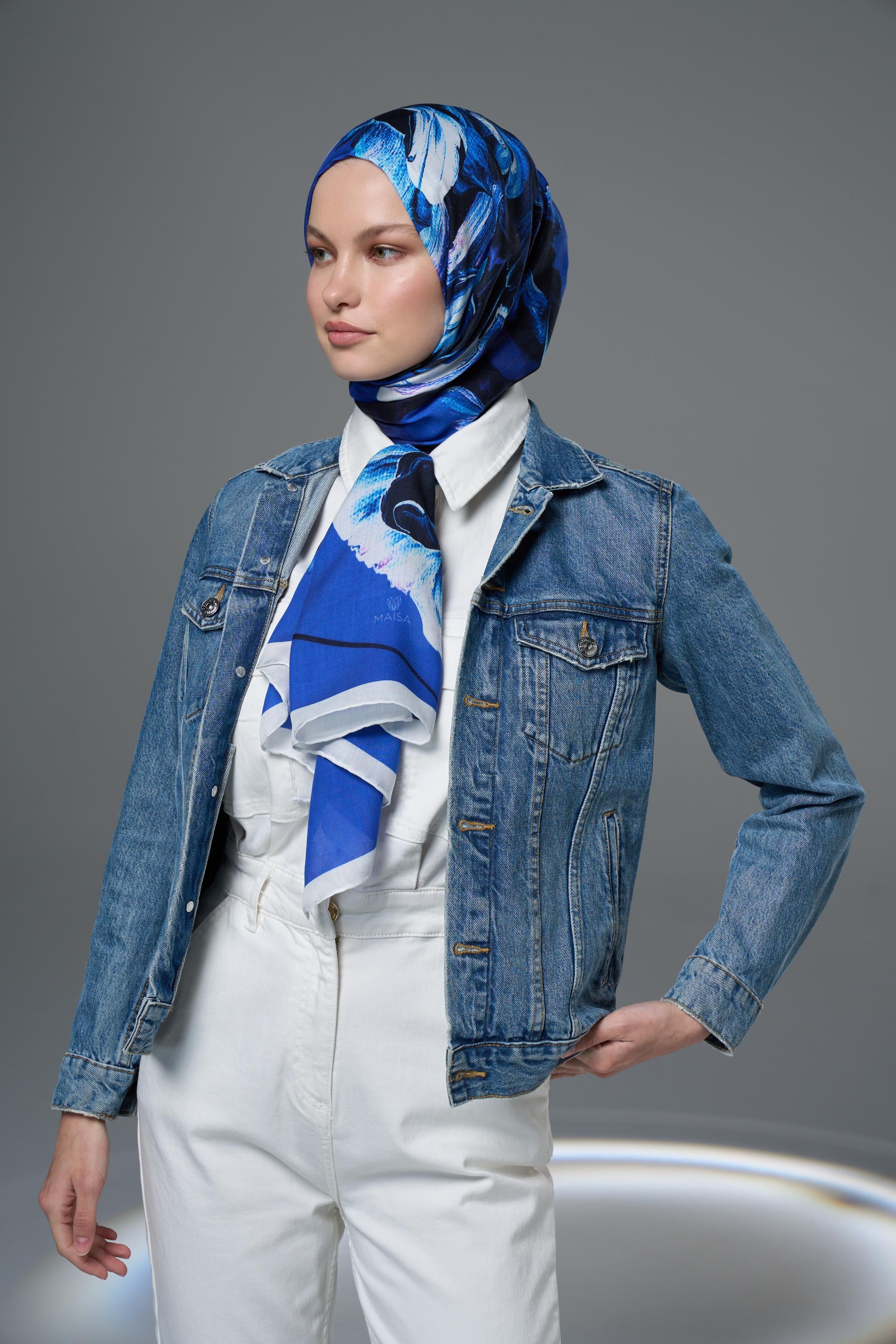 ZİA MODAL İPEK ŞAL 70*190 - SAKS