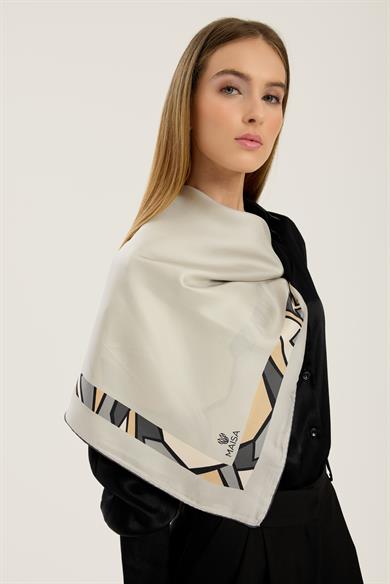 ADEN MULBERRY İPEK EŞARP 90*90 CM - GRİ