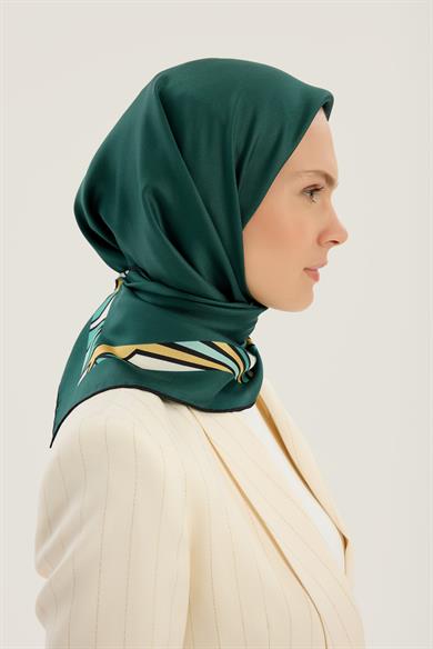 ADEN MULBERRY İPEK EŞARP 90*90 CM - KOYU YEŞİL