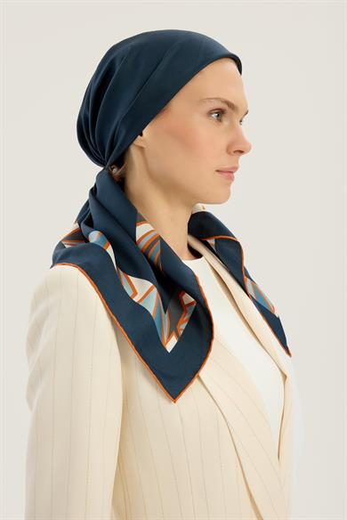 ADEN MULBERRY İPEK EŞARP 90*90 CM - LACİVERT