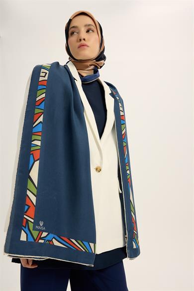 ADEN PAMUK İPEK ŞAL 70*190 CM - LACİVERT