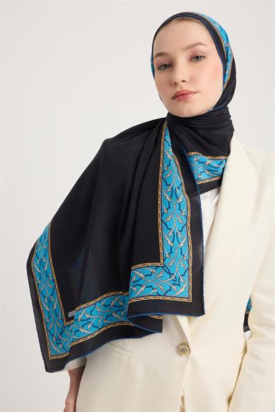 AHENK KREP İPEK ŞAL 70*190 CM - LACİVERT