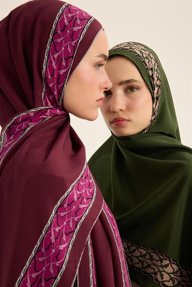 AHENK KREP İPEK ŞAL 70*190 CM - MÜRDÜM