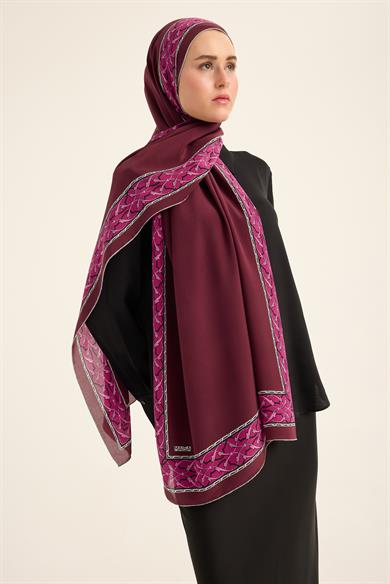 AHENK KREP İPEK ŞAL 70*190 CM - MÜRDÜM