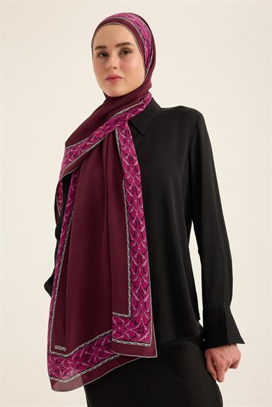 AHENK KREP İPEK ŞAL 70*190 CM - MÜRDÜM