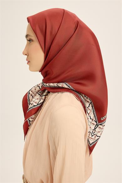 AHENK TİVİL İPEK EŞARP 90*90 CM - BORDO