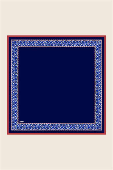 AHENK TİVİL İPEK EŞARP 90*90 CM - KOYU MAVİ