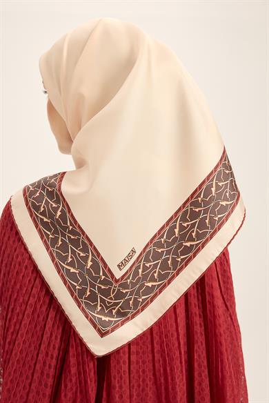 AHENK TİVİL İPEK EŞARP 90*90 CM - KREM