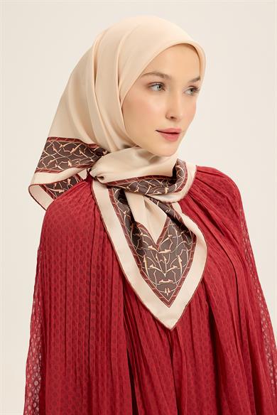 AHENK TİVİL İPEK EŞARP 90*90 CM - KREM