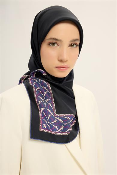 AHENK TİVİL İPEK EŞARP 90*90 CM - LACİVERT