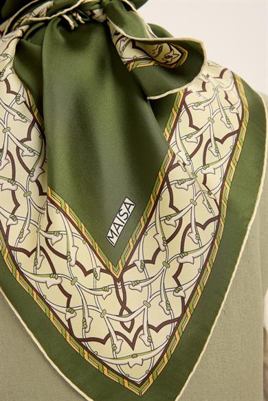 AHENK TİVİL İPEK EŞARP 90*90 CM - YEŞİL