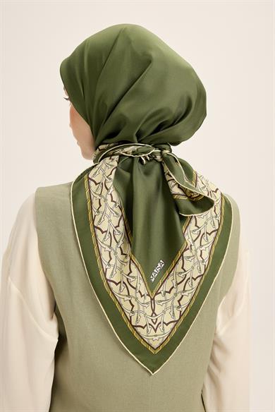 AHENK TİVİL İPEK EŞARP 90*90 CM - YEŞİL