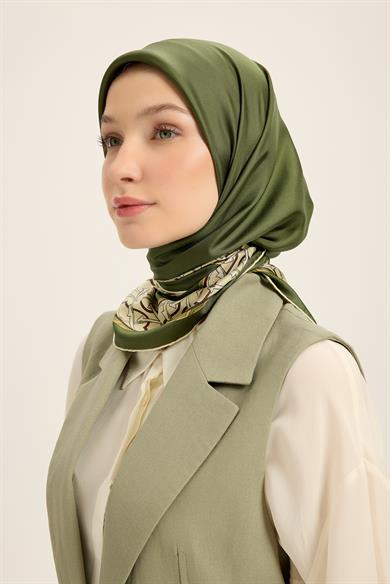 AHENK TİVİL İPEK EŞARP 90*90 CM - YEŞİL