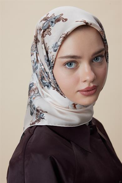 AHU TİVİL İPEK EŞARP 90*90 CM - PUDRA PEMBE