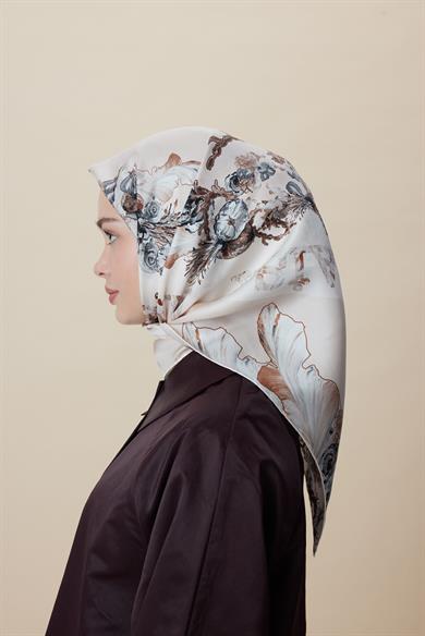 AHU TİVİL İPEK EŞARP 90*90 CM - PUDRA PEMBE