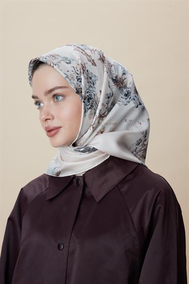AHU TİVİL İPEK EŞARP 90*90 CM - PUDRA PEMBE