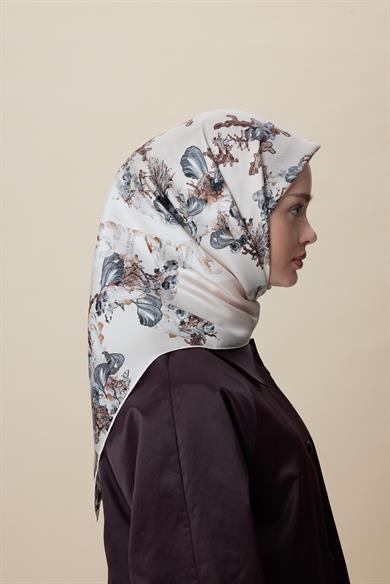 AHU TİVİL İPEK EŞARP 90*90 CM - PUDRA PEMBE