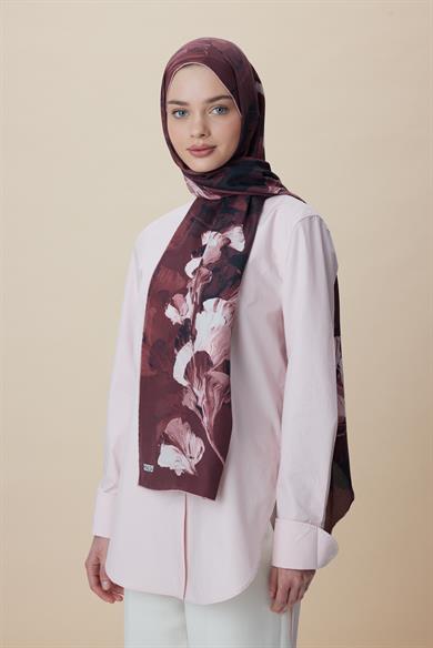AKVA PAMUK İPEK ŞAL 70*190 CM - BORDO