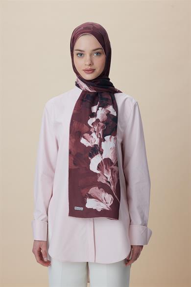 AKVA PAMUK İPEK ŞAL 70*190 CM - BORDO