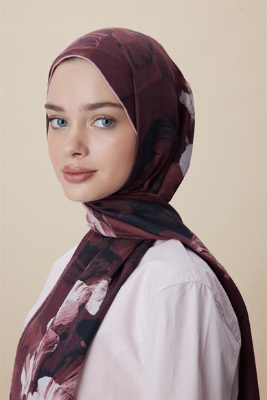 AKVA PAMUK İPEK ŞAL 70*190 CM - BORDO