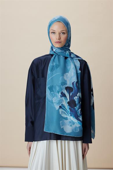 AKVA PAMUK İPEK ŞAL 70*190 CM - DENİM