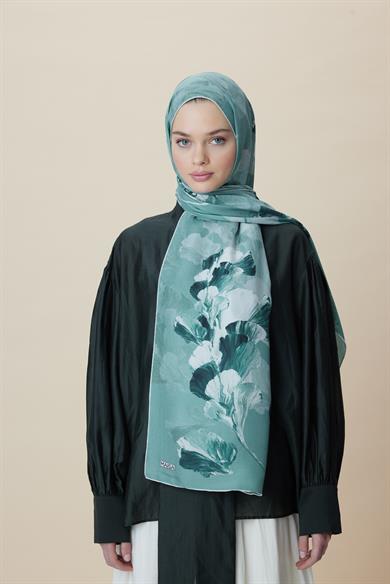 AKVA PAMUK İPEK ŞAL 70*190 CM - IHLAMUR YEŞİLİ