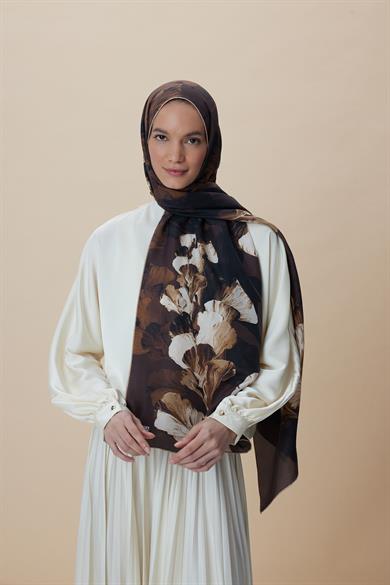 AKVA PAMUK İPEK ŞAL 70*190 CM - KAHVERENGİ