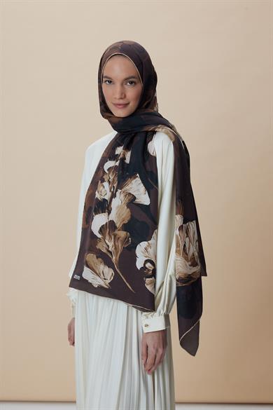 AKVA PAMUK İPEK ŞAL 70*190 CM - KAHVERENGİ
